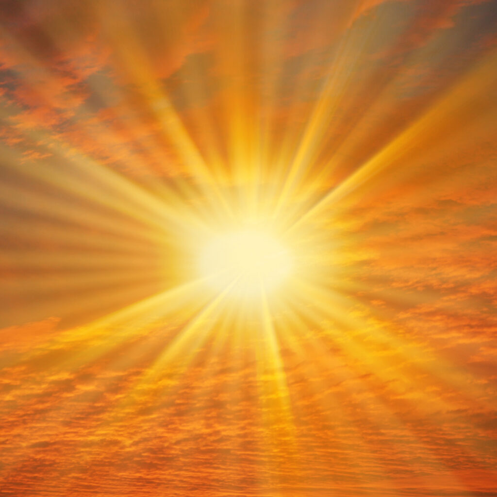 soleil dans ciel rouge