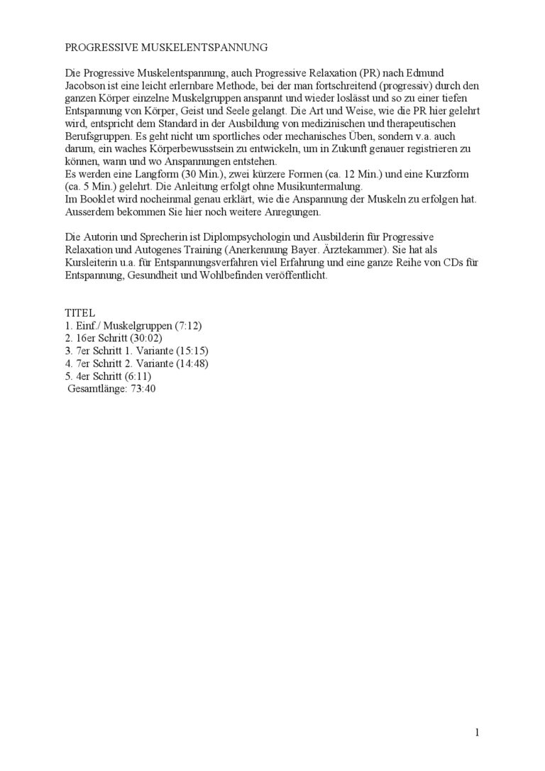 Progressive Muskelentspannung Inhalt